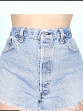 Lucky Brand Light Wash Denim Cutoff Shorts with Red Patch